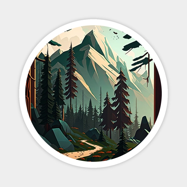 Forest Minimal Design, Adventure and Hiking Magnet by logiamerch